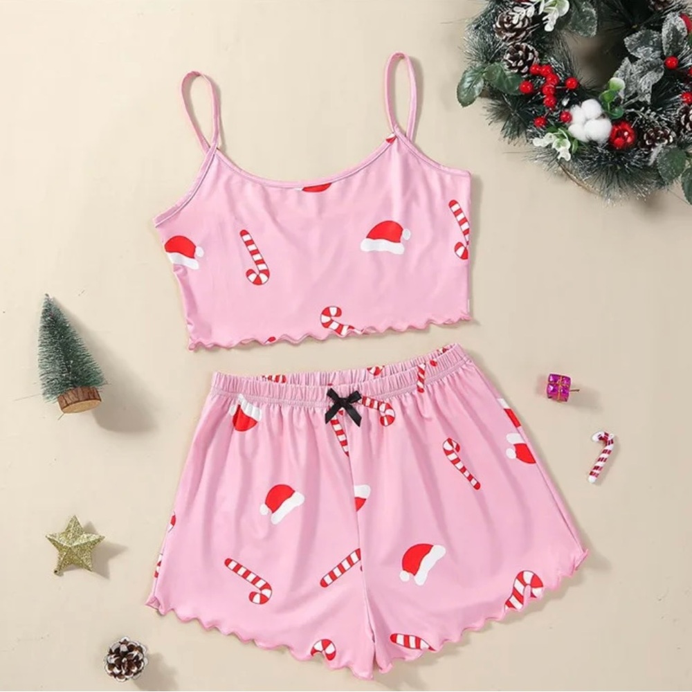 Festive Pink Christmas Pajama Set